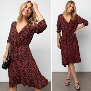 Rails Rust and Black Zebra-Print Long Sleeve Dress